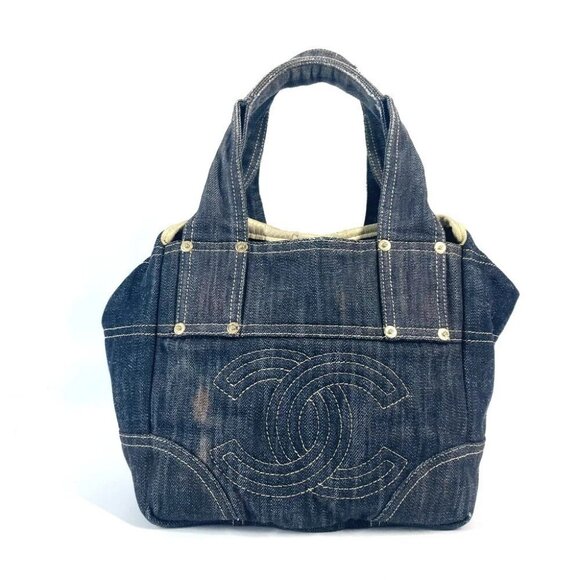 CHANEL A31985 Sparkling denim CC CC Mark Tote Bag Hand Bag Denim blue - Picture 1 of 12